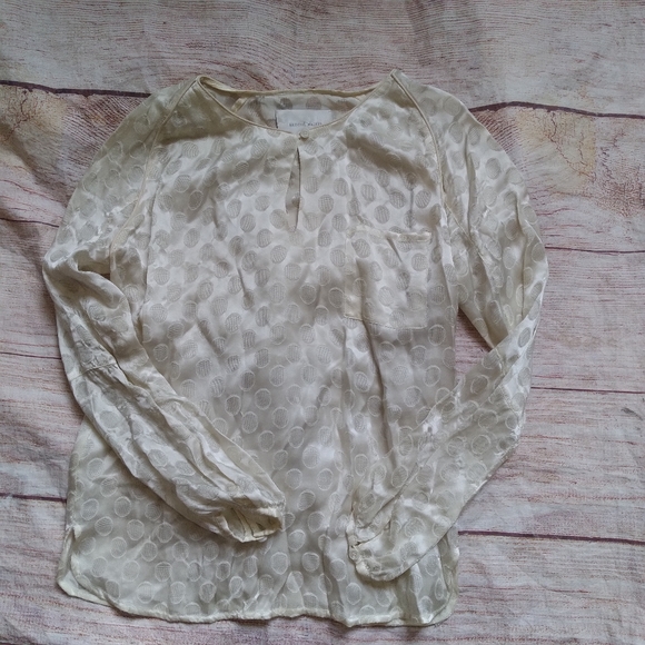 Brochu Walker ivory semi-sheer blouse sz S - Picture 4 of 5